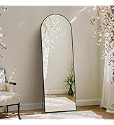 DUMOS Arched Full Length Mirror with Stand Floor Standing Aluminum Frame for Bedroom Body Hanging...