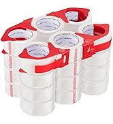 JARLINK 24 Rolls Clear Packing Tape with 4 Dispensers, Heavy Duty Packaging Tape Refills for Ship...
