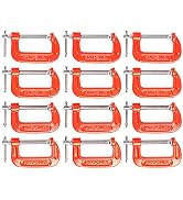 MAXPOWER 2 Inch C-clamp, 12 Pieces C Clamps Set, 2-Inch Jaw Opening, Throat Depth 1-3/16-Inch