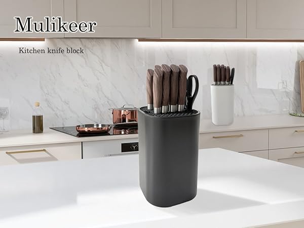 knife block set on the counter