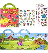 ASTARON 3D Puffy Sticker Book for Kids,88 Pcs Reusable Dinosaurs Jelly Stickers for Toddlers,Puff...