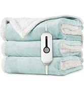 LaffyLo Heated Throw Blanket 50 x 60, Fast Heating Electric Blanket, Dual-Sided Flannel Sherpa, 4...