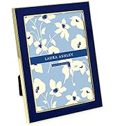 Laura Ashley 5x7 Navy Enamel Picture Frame, Gold Metal Edge w/Easel | Enamel Photo Frame for Tabl...