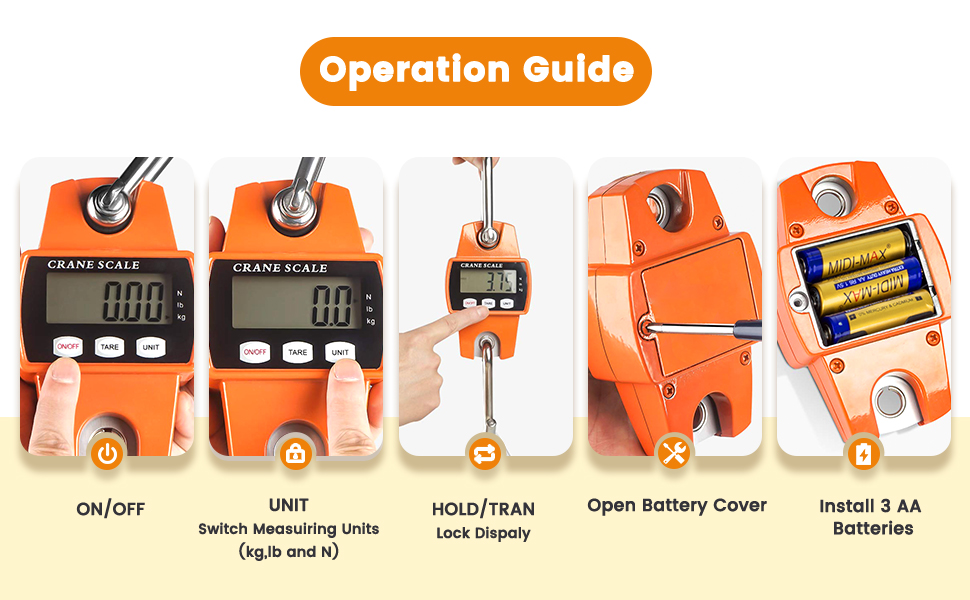 Digital Hanging Scale, 1102lb Crane Scale, 500kg Digital Electronic Weighing Scale