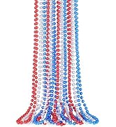 SHAOQINLIN 12 Pcs Patriotic Bead Necklaces, 4th of July Beads Necklaces Bulk 4th of July Accessor...