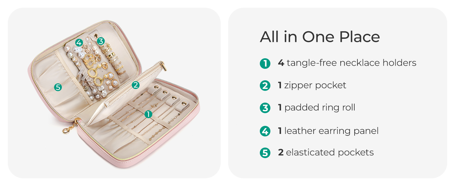 Jewelry Case Jewelry Box Organizers and Storage Earings Holder for Necklaces, Bracelets, Rings