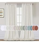 H.VERSAILTEX Natural Linen Tab Top Curtains 84 Inch Length for Living Room 2 Panel Drape Semi She...