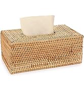 Sumnacon Rattan Rectangular Tissue Box Cover - Decorative Woven Wicker Napkin Tissue Box, Vintage...