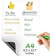Magnetic Whiteboard for Fridge 8.5x12 inch A4 - Magnetic Dry Erase Board - Magnetic White Board f...