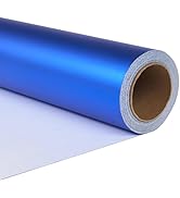 ZINTBIAL Metallic Blue Wrapping Paper Roll with Cut Lines - Solid Blue Holiday Gift Wrap for Hall...