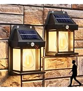 Joomer Solar Wall Lights Outdoor 2PACK ,Solar Wall Lantern with 3 Modes & Motion Sensor,Dusk to D...