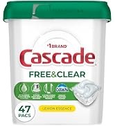 Cascade Free & Clear Dishwasher Pods, Dishwasher Detergent, Dish Detergent Soap, Lemon Essence, 4...