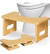 Foldable Toilet Stool, 7 Inch Poop Stool for Bathroom, Bamboo Toilet Stool Squat Adult, Collapsib...