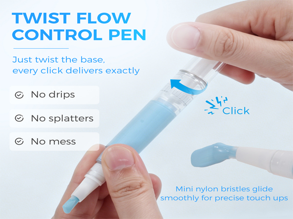 Twist flow control pen, consistent paint release