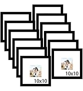 Picrit 10x10 Picture Frame Set of 12, Display 5x5 with Mat or 10x10 Without Mat, Photo Frames for...