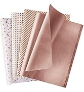 Larcenciel Rose Gold Tissue Paper, 120 Sheets, Metallic Gift Wrapping Paper for Gift Bags, Packag...