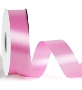 LaRibbons Pink Stiff Floral Satin Ribbon 1.5 Inch x 100 Yards, Waterproof Polypropylene Ribbon fo...