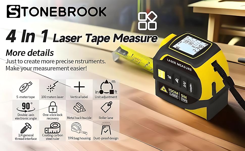 4 in 1 laser tape measure 328ft laser 16ft tape inch foot unit conversion