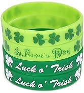 Moon Boat 74PCS St. Patrick's Day Shamrock Rubber Wristbands Bracelets - Party Favors Supplies Gi...