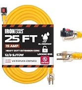 Iron Forge Cable Oil Resistant 12 Gauge Outdoor Extension Cord 25 ft with Locking Ends - 12/3 Hea...