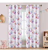 XiDi Rainbow Curtains for Girls Bedroom 84 Inches Long 2 Panels White Blackout Patterned Curtains...