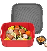 Redfly Silicone Air Fryer Liners 7.8 in, 2PCS Square Reusable Air Fryer Liner 4-6 QT, Replacement...
