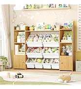 FOTOSOK 55''Large Toy Storage Organizer with 8 Toy Bins, Toy Organizers and Storage with Shelf an...