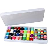 Fbshicung 60 Pcs Bobbins Sewing Thread Kit Polyester Mini Bobbins and Thread Spools for Hand & Ma...