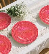 iridescent red paper plates disposable holographic glitter party plates Christmas dessert plates