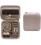 BLUTETE Travel Jewelry Box Organizer Velvet Travel Case With Mirror Ring Earrings Necklaces Stora...