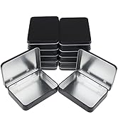12 Pieces Rectangular Metal Empty Hinged Tins Containers Basic Necessities Home Storage Organizer...