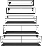 CRUGLA Floating Shelves Wall Mounted Set of 5, Black Hanging Storage Wall Shelf for Bathroom, Kit...