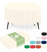 misaya 4 Packs Disposable Plastic Table Cloth, 84" Round Waterproof Tablecloth, Leakproof & Sturd...