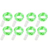 VOOKRY 8 Pack 30 Led Fairy Lights Battery Operated String Lights - 10 ft Green Waterproof Silver ...