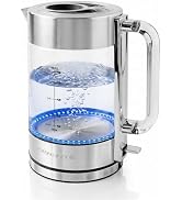 OVENTE 1.8L Glass Electric Kettle Water Boiler, Silver KG911S | 1500W Fast Boiling, Easy Fill Lid...