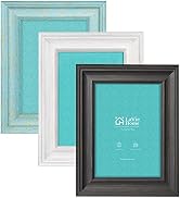 LaVie Home 5x7 Picture Frames (3 Pack, Assorted Colors) Rustic Wood Grain Photo Frame Set with Hi...