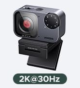 UGREEN FineCam Pro 2K Webcam Support 1080P@60Hz for PC/Mac, 1/2.55" Sensor, Face AE, AI Noise-Can...