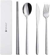 DEVICO Travel Utensils With Case, Camping Silverware, Portable Cutlery Flatware Set for Lunch, Re...