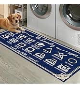 Laundry Room Rug Runner 47x20 Inch, Non Slip Waterproof Washable Kitchen Mat, Laundry Care Symbol...