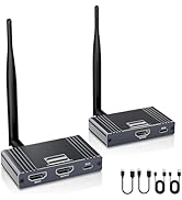 Wireless HDMI Transmitter and Receiver, 5.8G Wireless HDMI Extender Kit with Loop-Out, Plug and P...