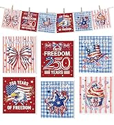 VISSTREE Patriotic Swedish Kitchen Dishcloths, 6 Pack 250th Anniversary USA Dish Cloths Towel, Re...