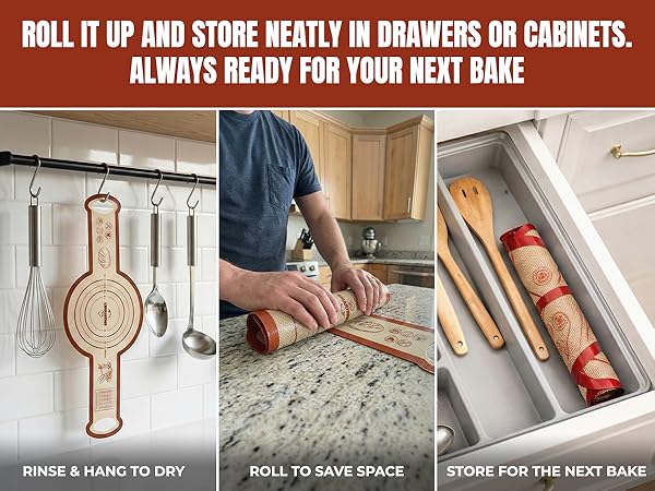Roll it up and store neatly in drawers or cabinets