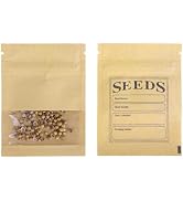 FERENLI 100 Pack Seed Envelopes Packets with Clear Window 2.7x3.7 inch Small Resealable Brown Kra...