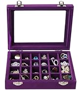 EONGOA Velvet Jewelry Box 24 Grid Jewelry Earrings Display Organiser Box Ring Tray Holder Earring...