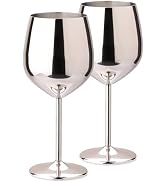 TJ Wine Glasses Stainless Steel Set of 2, Unbreakable Wine Glass 17oz, Wine Accessories Cool Wine...