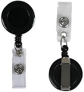 C-Line Retracting ID Card/Badge Reels, Belt Clip with Snap-On ID Strap, 30-Inch Cord, Black, 25-P...