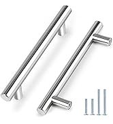 Probrico 5 Pack | 5 Inch Polished Chrome Cabinet Pulls Stainless Steel Kitchen Cabinet Handles, R...
