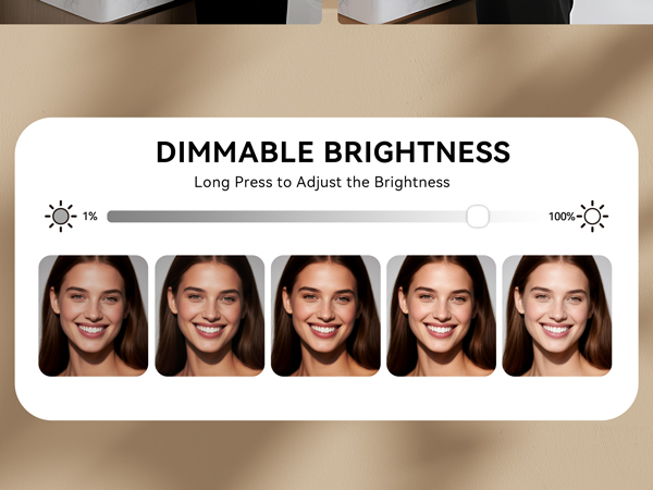 Long-press touch control for stepless brightness from 1% to 100%