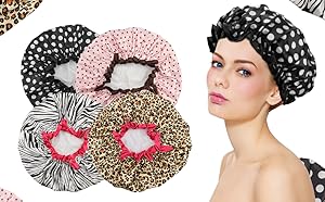 TCOTBE 4 Pieces Waterproof Shower Cap