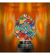 Marrakech Turkish Moroccan Table Lamp with Handmade Mosaic Glass, Stained Glass Lamp with Tiffany...